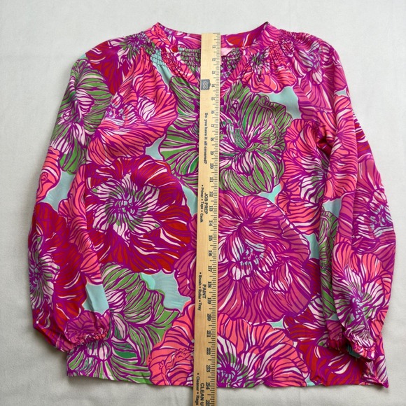 Lilly Pulitzer XS Elsa Silk Top Worth It‎ Print Floral Pink EUC - Picture 6 of 9